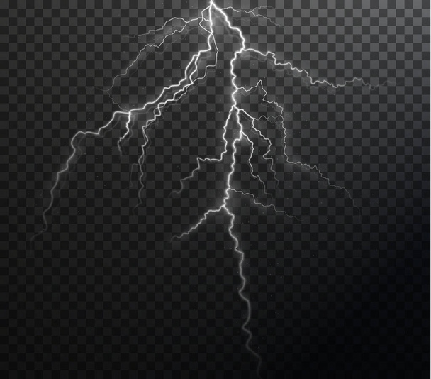 Light white isolated vector lightning png. Magic light abstract lines. Realistic natural lightning effects. - Vector, Image