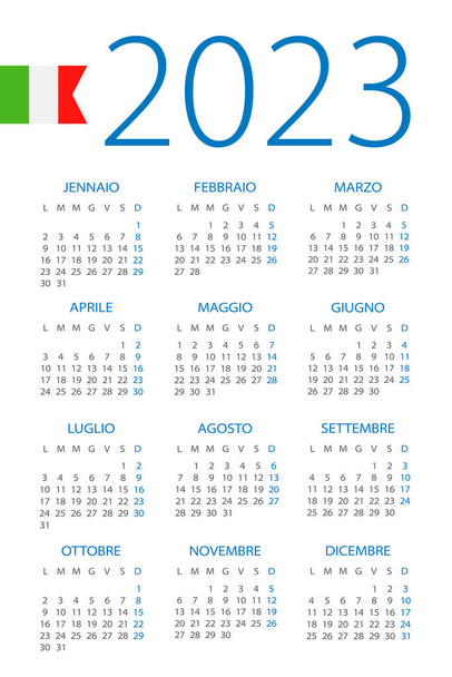 Calendar 2023 year - vector illustration. Italian version - Vector, Image