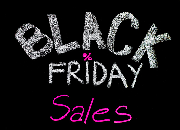 Publicité de vente Black Friday manuscrite avec craie sur tableau noir, concept de vente Black Friday
 - Photo, image