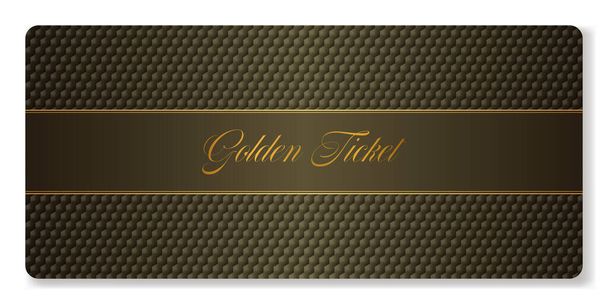 Golden vector premium ticket template with geometric pattern on black background. For any event. Can be used for web and print. - Vector, afbeelding