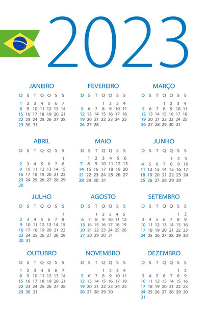 Calendar 2023 year - vector illustration. Brazilian version - Διάνυσμα, εικόνα
