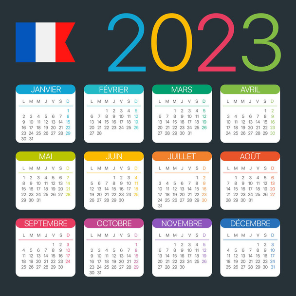 Vector template graphic of color 2022 calendar - French version - Vector, Image