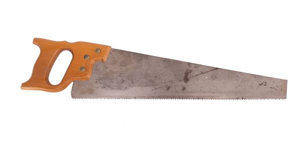 Rusted antique carpenters hand saw with wood handle - Photo, Image