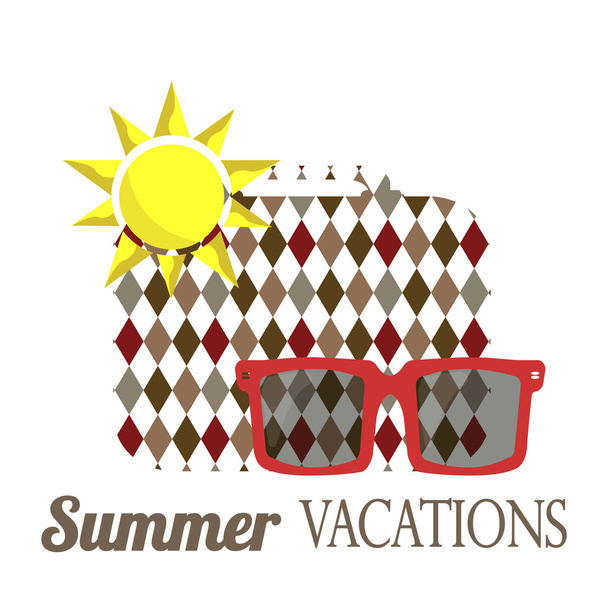 summer vacation illustration over color background - Διάνυσμα, εικόνα