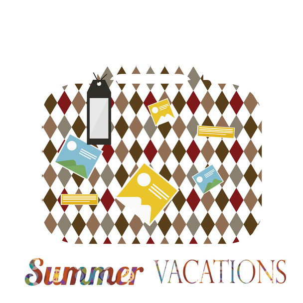 summer vacation illustration over color background - Vector, Imagen