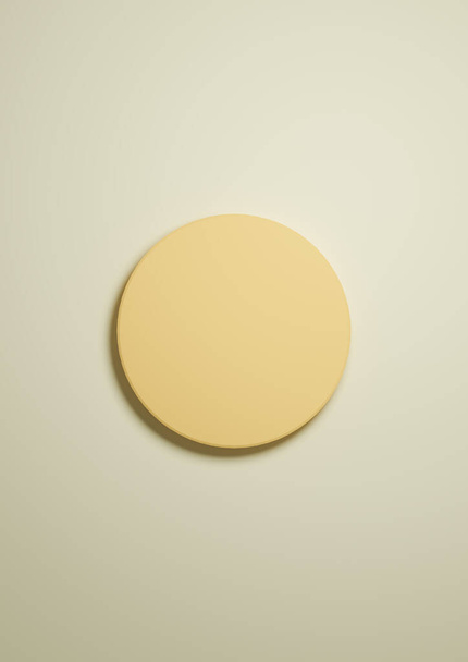 Pastel, luz, amarelo citrino 3d ilustração simples exposição de produto mínimo plano de fundo vista superior leigos com um cilindro, círculo pódio ou stand de cima - Foto, Imagem