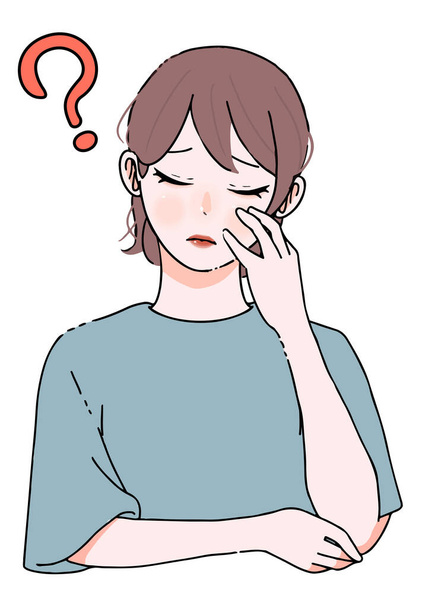 Clip art of woman who is anxious about headache_stress - Vector, afbeelding