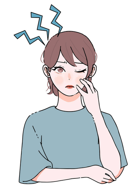 Illustration of woman frustrated by headache_stress - Vector, Image