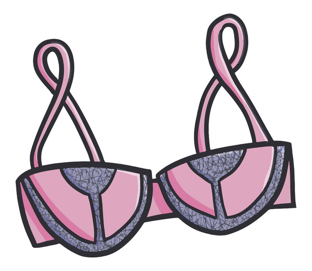 A colorful vector illustration of a pink bra - Vektör, Görsel