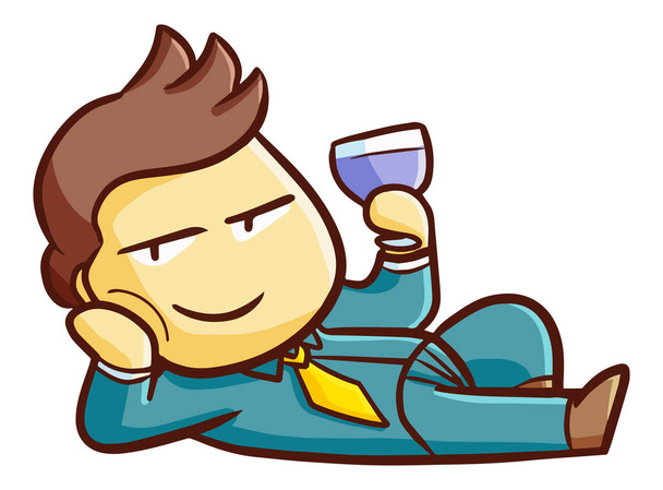 A simple clip art of a cartoon character drinking wine - Vektor, obrázek