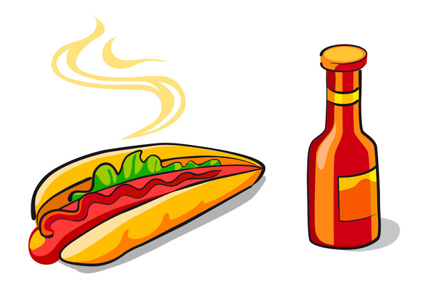 Hotdog and ketchup - Vector, Image