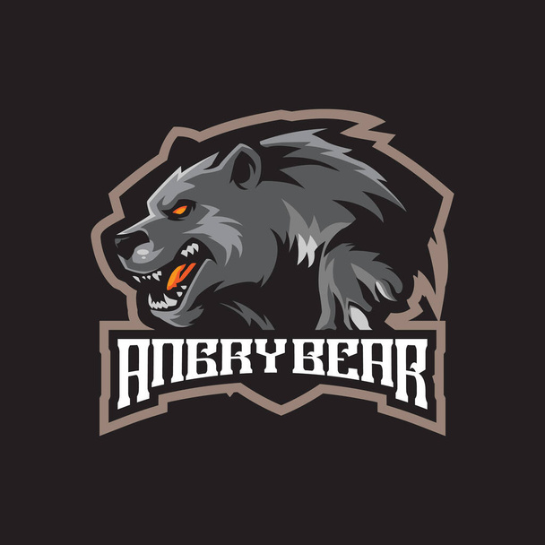 Vettore di design del logo della mascotte orso con moderno stile di illustrazione per la stampa di badge, emblemi e t shirt. Arrabbiato orso illustrazione per lo sport e squadra esport. - Vettoriali, immagini