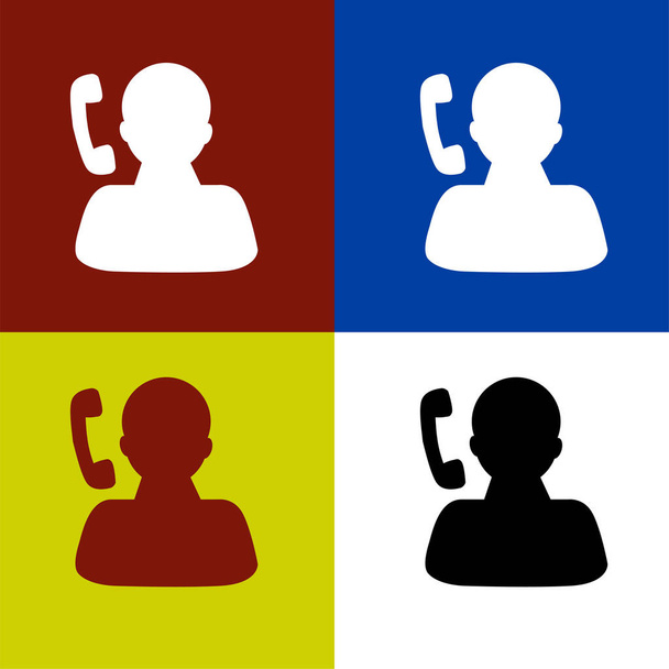 contact person icon. phone and stick figure person symbol. phone call symbol. hotline logo.  - Vector, Image