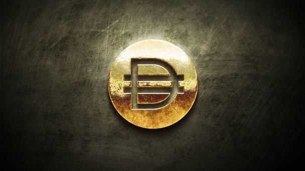 3D rendering cryptocurrency dai coin on colorful background, cryptocurrency concept 3D illustration - Zdjęcie, obraz