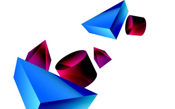 3d vector minimalista fondo abstracto geométrico. Triángulo, cilindro, composición de forma básica pirámide. Plantilla de negocio de techno de moda para papel pintado, banner, fondo o aterrizaje - Vector, Imagen