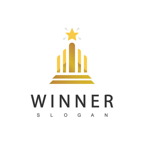 Modèle de logo de trophée de gagnant, icône de prix de leadership et de compétition - Vecteur, image