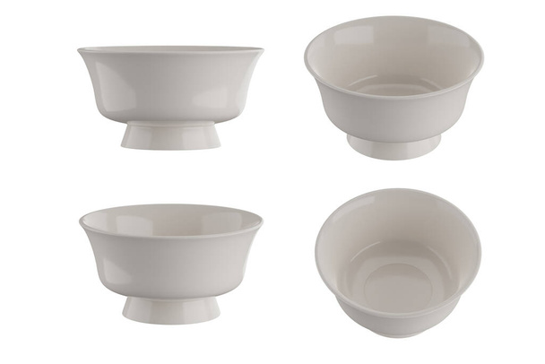 white ceramic bowl on white background. 3D rendering - Foto, afbeelding
