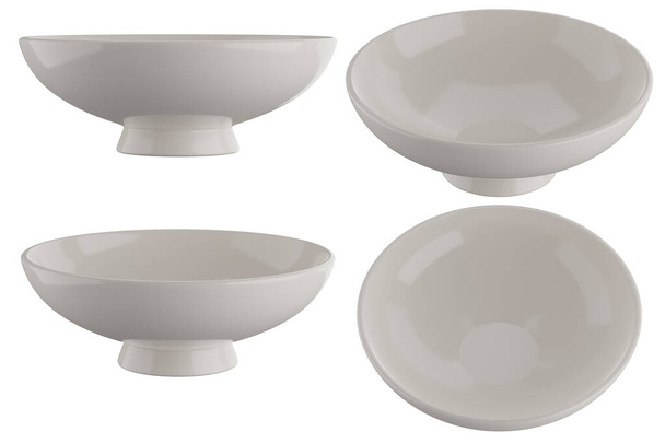 white ceramic bowl on white background. 3D rendering - Valokuva, kuva