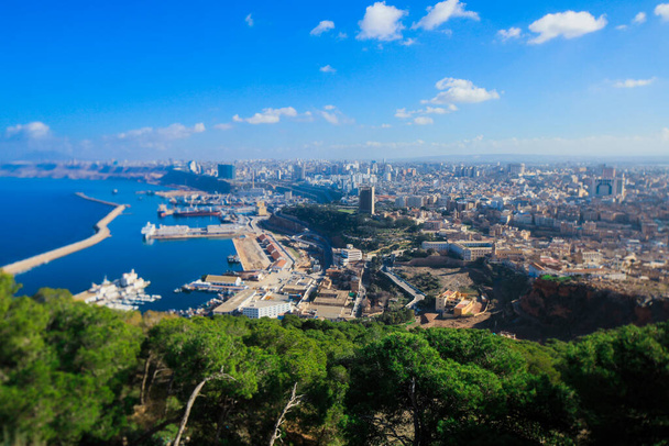 Panoramic View to the Oran Port on the Coastline of Mediterranean Sea, Algeria - Zdjęcie, obraz