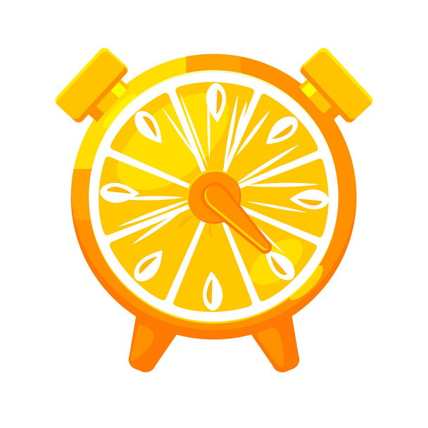 Reloj naranja, icono de juego para animación e interfaz de usuario. Icono del reloj despertador - Vector, imagen