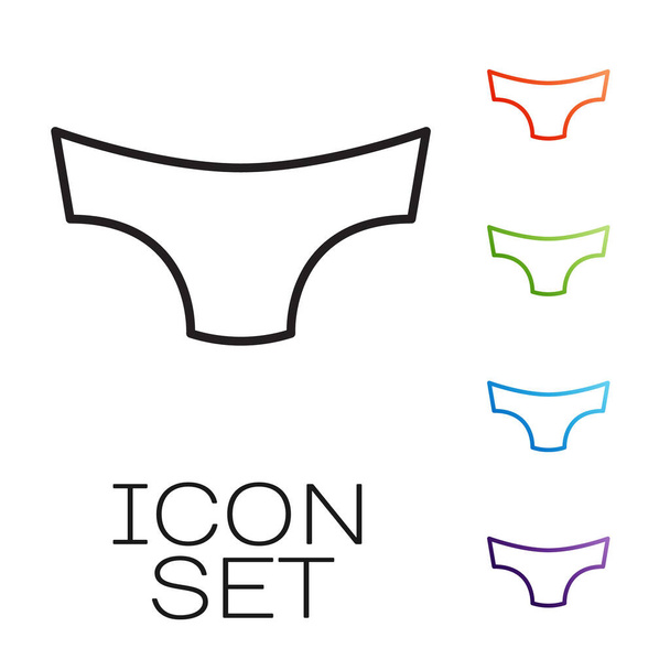 Black line Men underpants icon isolated on white background. Man underwear. Set icons colorful. Vector. - Vector, Image