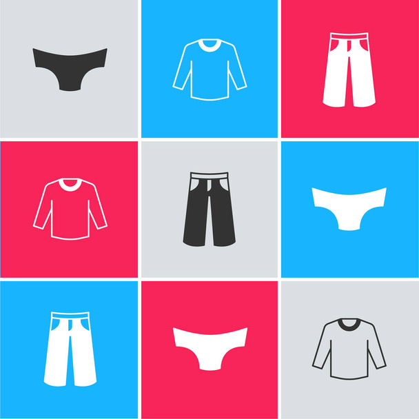 Set Men underpants Sweater and Pants icon. Vector. - Vector, Image