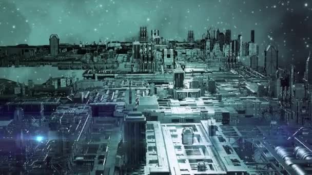 4K 3D Animation - Modell einer außerirdischen Science-Fiction-Stadt - Filmmaterial, Video