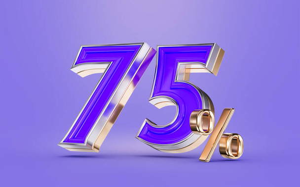 75 percent discount offer purple color number and background 3d render concept for big shopping - 写真・画像