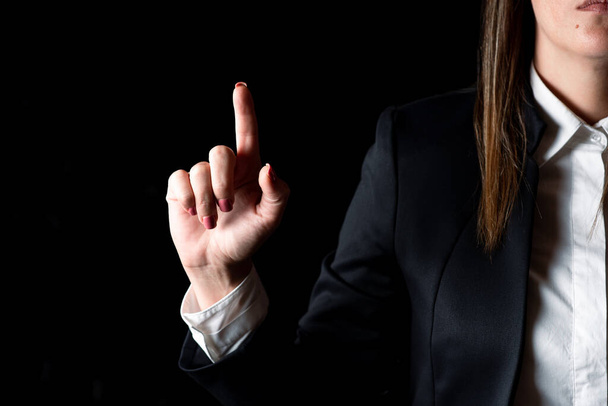 Businesswoman Pointing Important Infortmations With One Finger. - Photo, Image