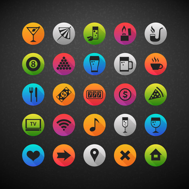 Colorful Bar Icons Set on Blackboard with Shadows - ベクター画像