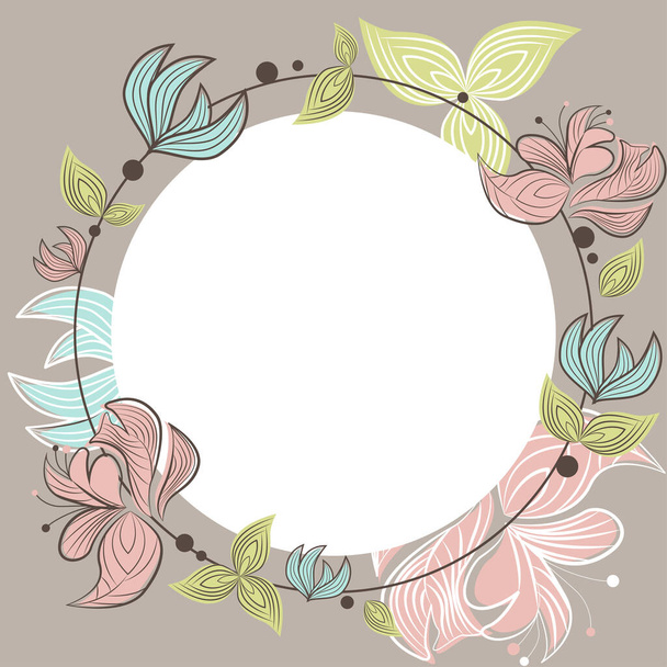Frame With Leaves And Flowers Around And Important Announcements Inside. - Vector, Imagen