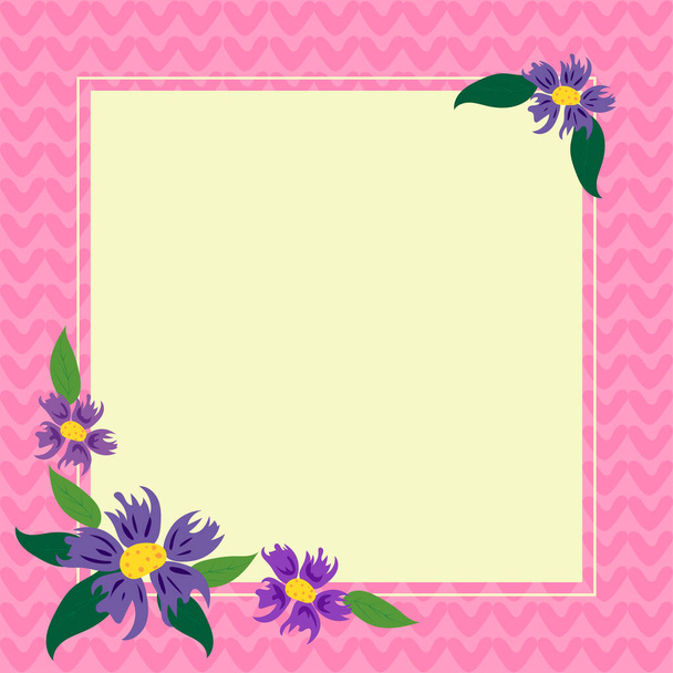 Frame With Leaves And Flowers Around And Important Announcements Inside. - Vettoriali, immagini