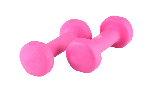 Two pink  dumbbell  - Photo, image
