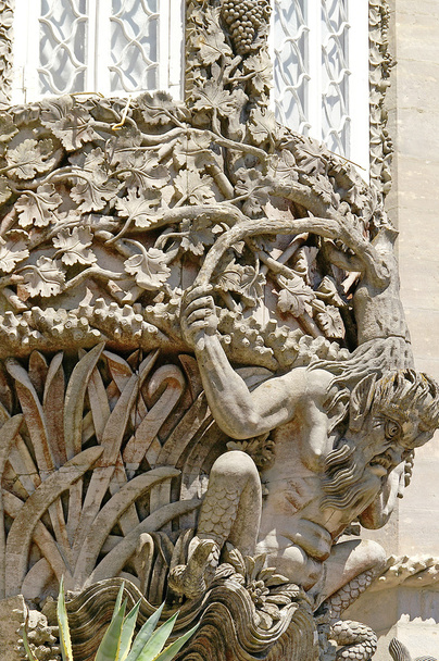 Portico Detail of Triton in the Palacio Nacional da Pena - Photo, Image