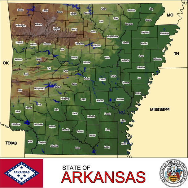 Arkansas County embleem kaart - Vector, afbeelding