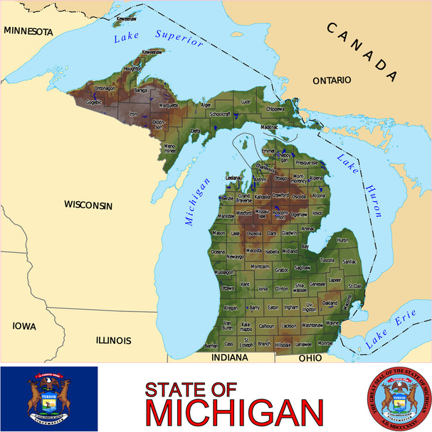 Michigan condados emblema mapa
 - Vetor, Imagem