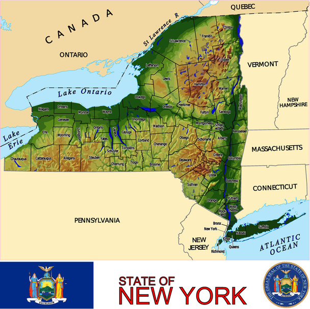New Yorkin piirikunnan tunnus kartta
 - Vektori, kuva