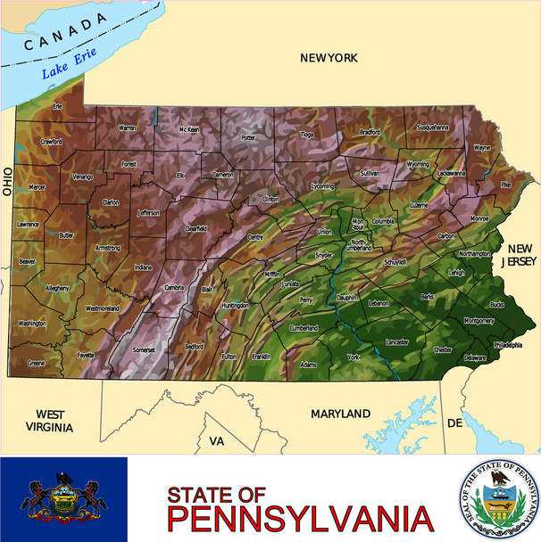 Pennsylvania ilçe amblemi harita - Vektör, Görsel