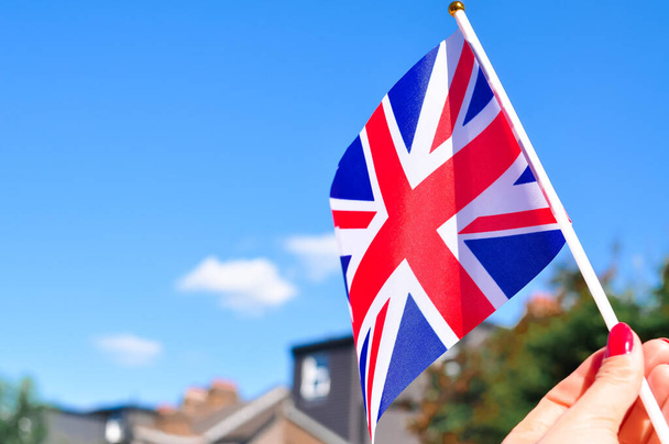 close up of national flag of Great Britain copy space. - Fotó, kép