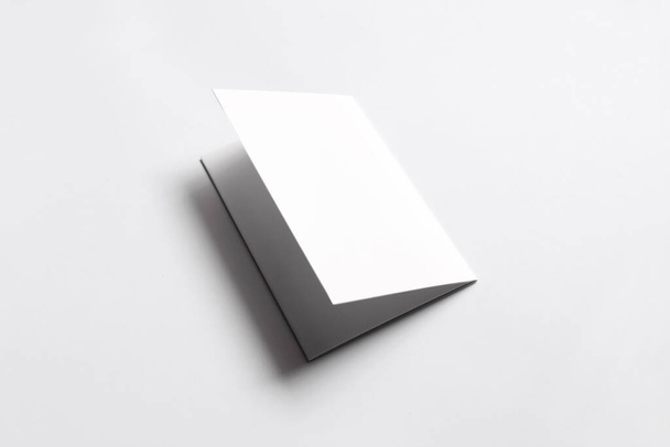 Tri-Fold Brochure Flyer Mockup A4-A5 Size Blank. 3D Rendering - Фото, изображение