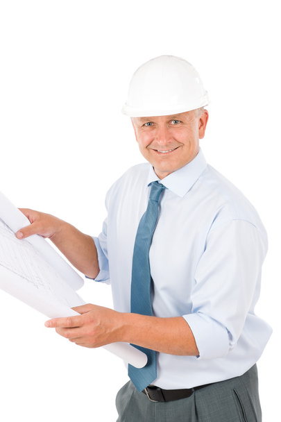 Senior professional architect male with helmet - Photo, Image