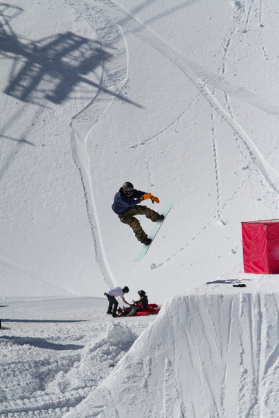 Snowboarder jumps in Snow Park,  ski resort - Photo, Image