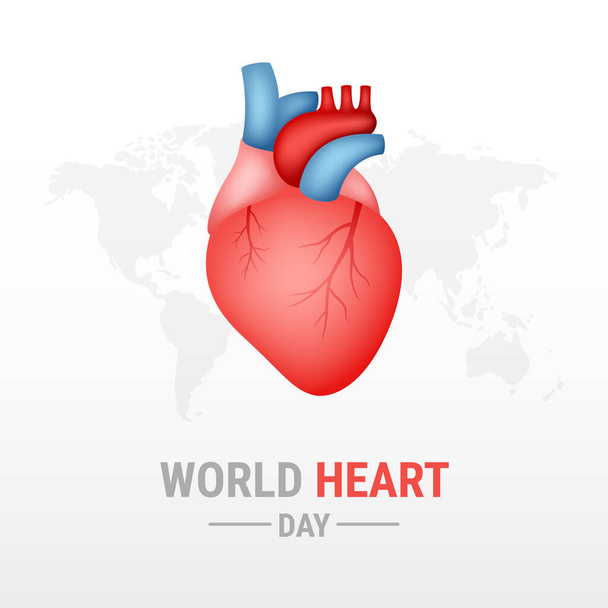 World heart day on white background - Vector, Imagen