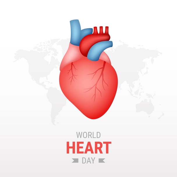 World heart day on white background - Vector, Imagen