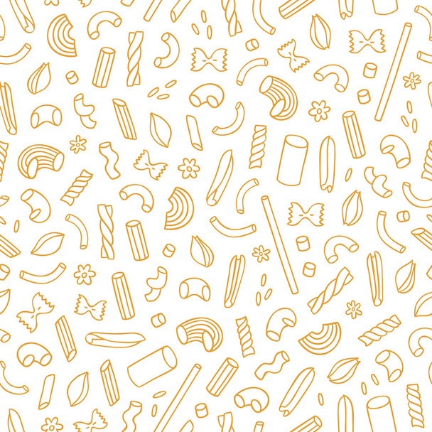All types of outlined pasta seamless pattern - Vektor, Bild