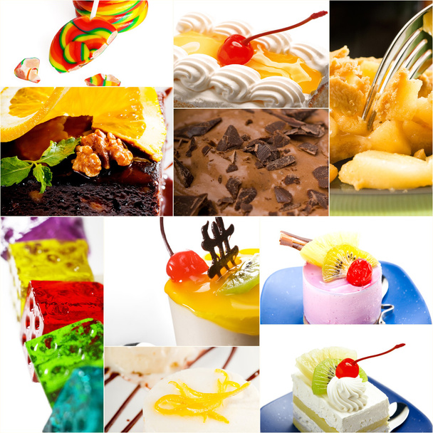 dessert taart en snoep collectie collage - Foto, afbeelding