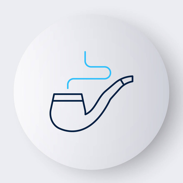 Line Smoking Pipe mit Rauch-Symbol isoliert auf weißem Hintergrund. Tabakpfeife. Buntes Rahmenkonzept. Vektor. - Vektor, Bild