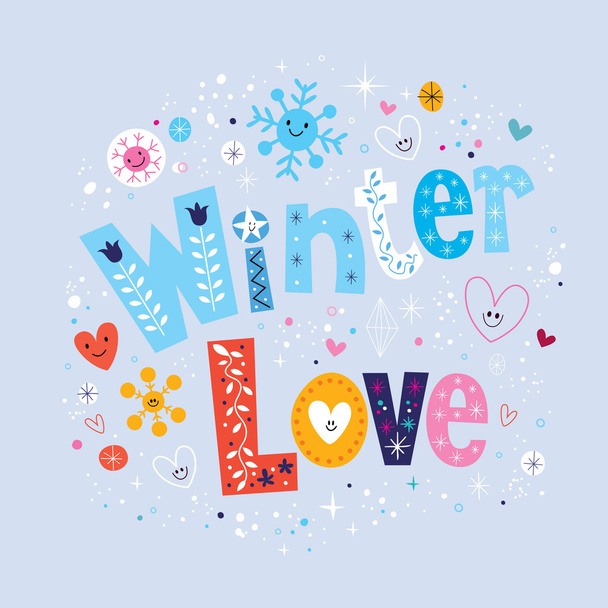 冬の愛カード - ベクター画像