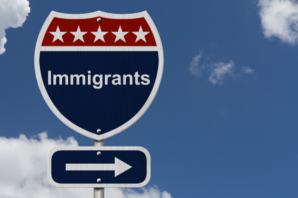 Imigranci w ten sposób znak - Zdjęcie, obraz