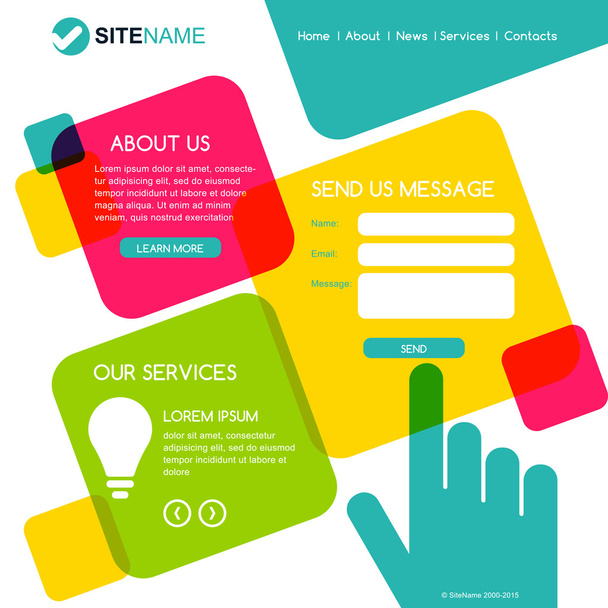 Corporate website template. Modern flat web design. Touch interf - Vector, Image